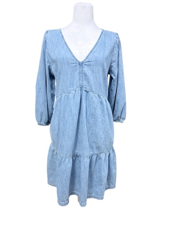GAP Dresses & Skirts - GAP Indigo Chambray Tiered Boho Cottagecore Flowy Dress Organic Cotton Size M
